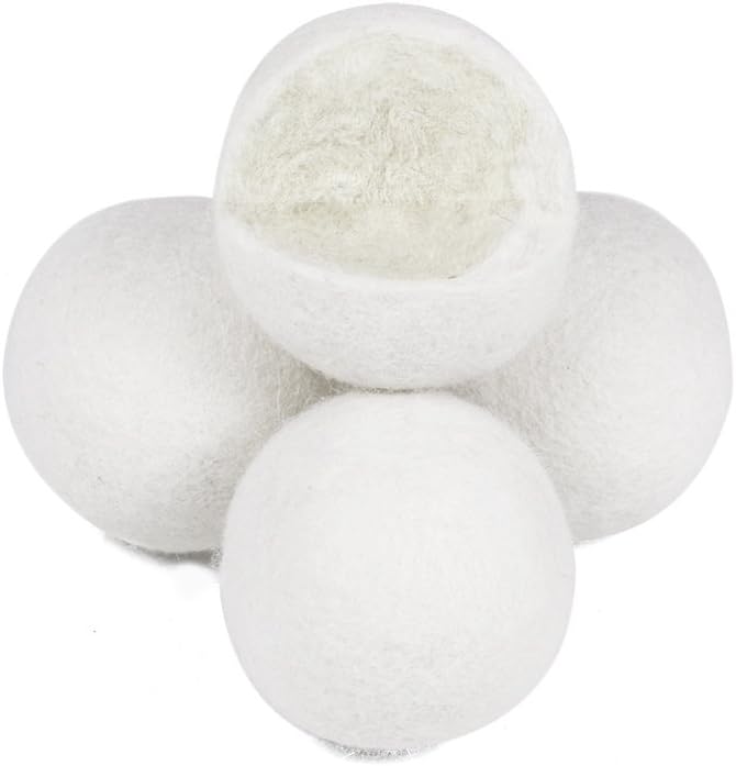 6-Pack Kevenz XL Premium Australian Wool Dryer Balls,Reusable Organic Natural Fabric Softener and Static Reducer Ball (White,6-Pack)