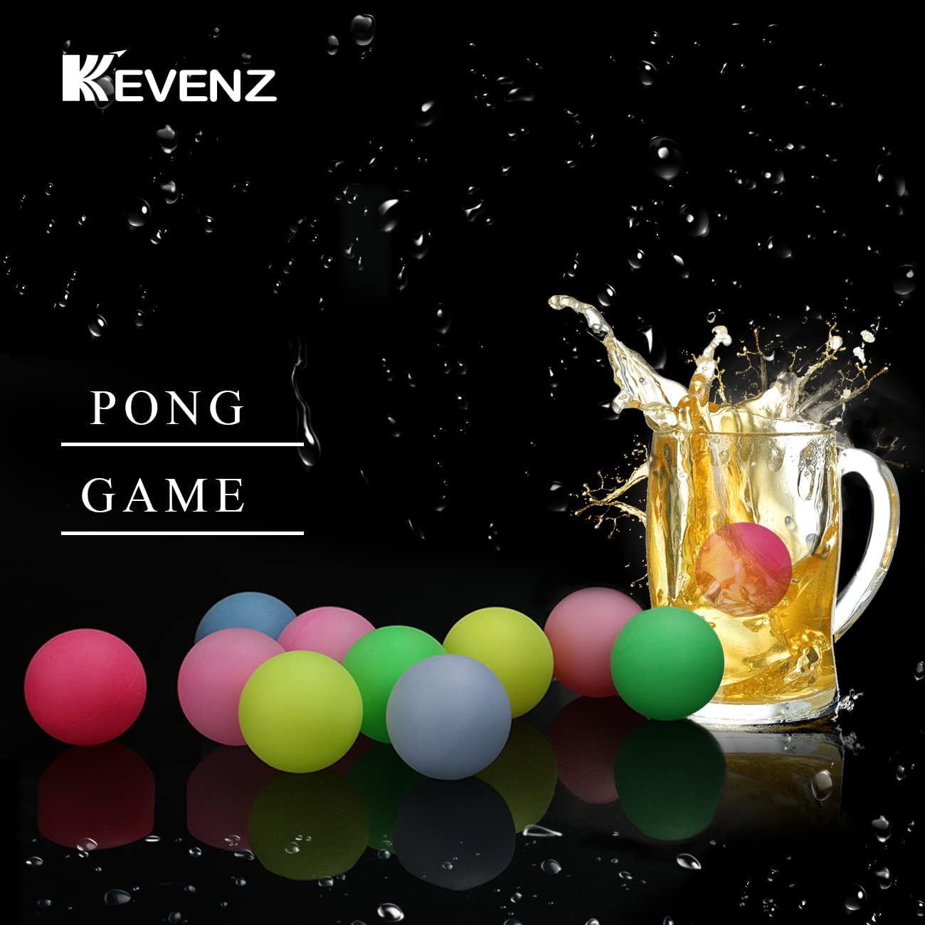 KEVENZ 120-Pack Ping Pong Balls, Assorted Color Table Tennis Balls, Multi-Color Pong Balls for Pong Games, Arts and Craft, Party Decoration and Pet Toy