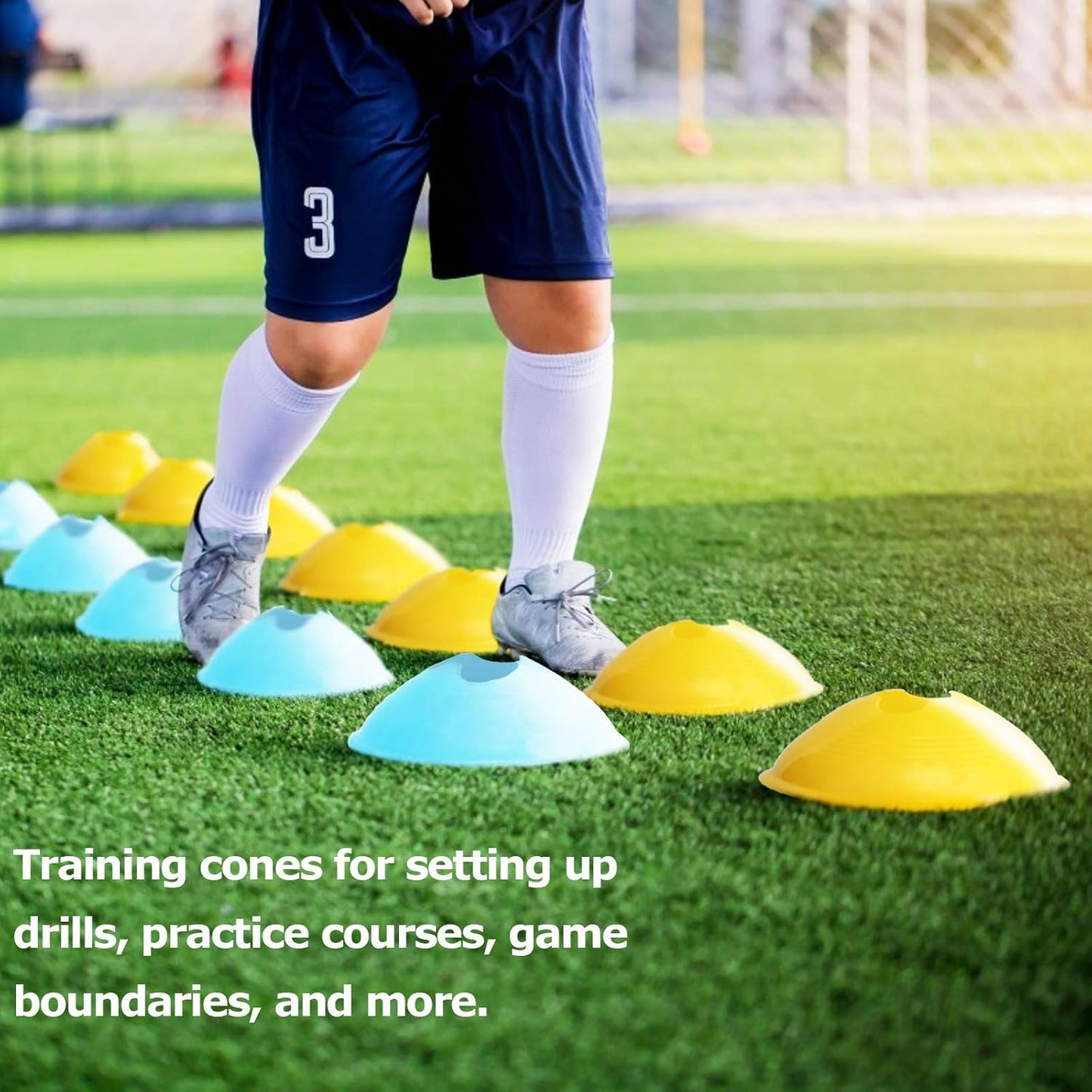 KEVENZ 50-Pack Soccer disc Cones,More Thicker, More Flexible,Multi Color Cone for Agility Training, Soccer, Football, Kids, Field Marker