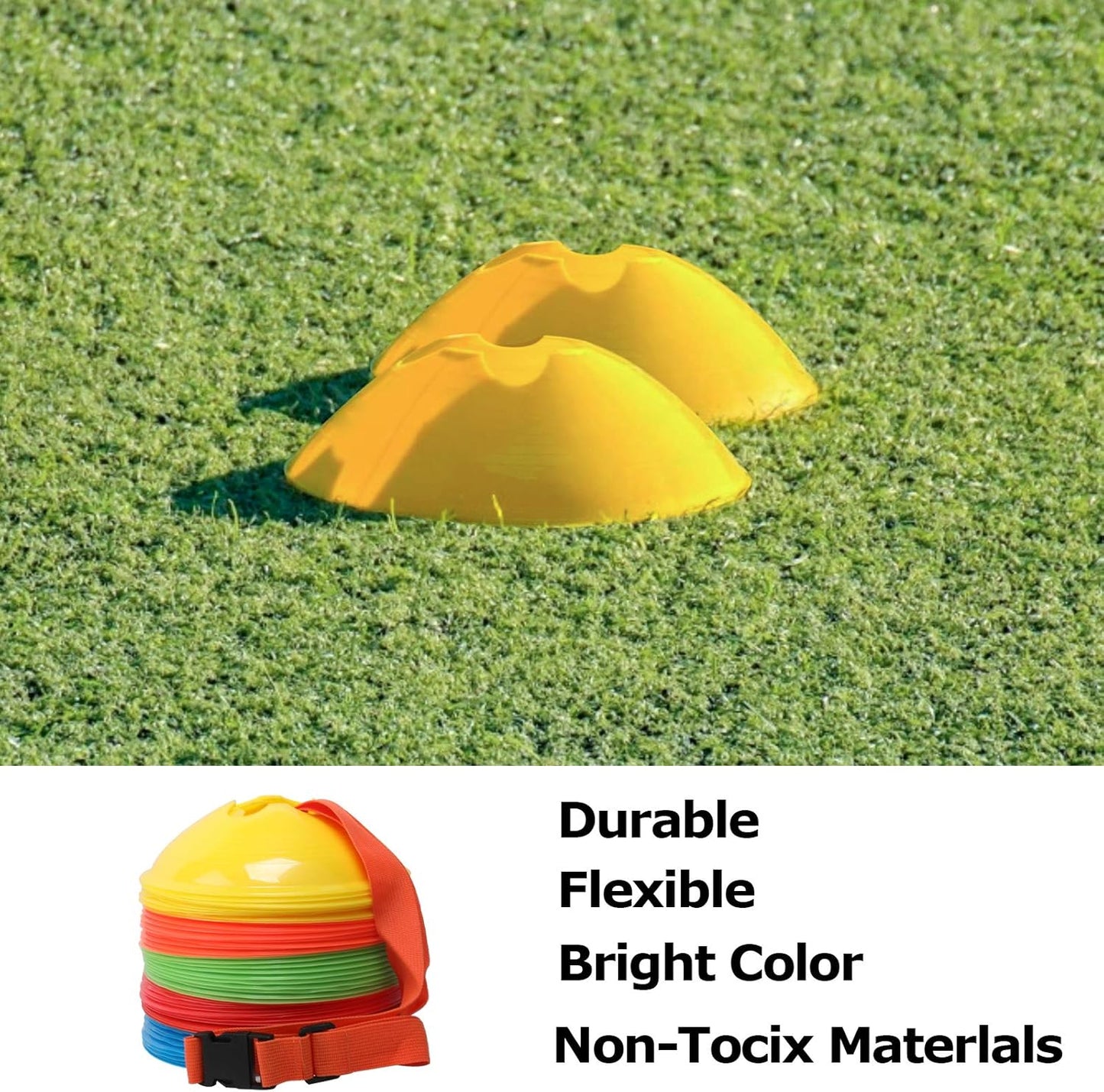 KEVENZ 50-Pack Soccer disc Cones,More Thicker, More Flexible,Multi Color Cone for Agility Training, Soccer, Football, Kids, Field Marker
