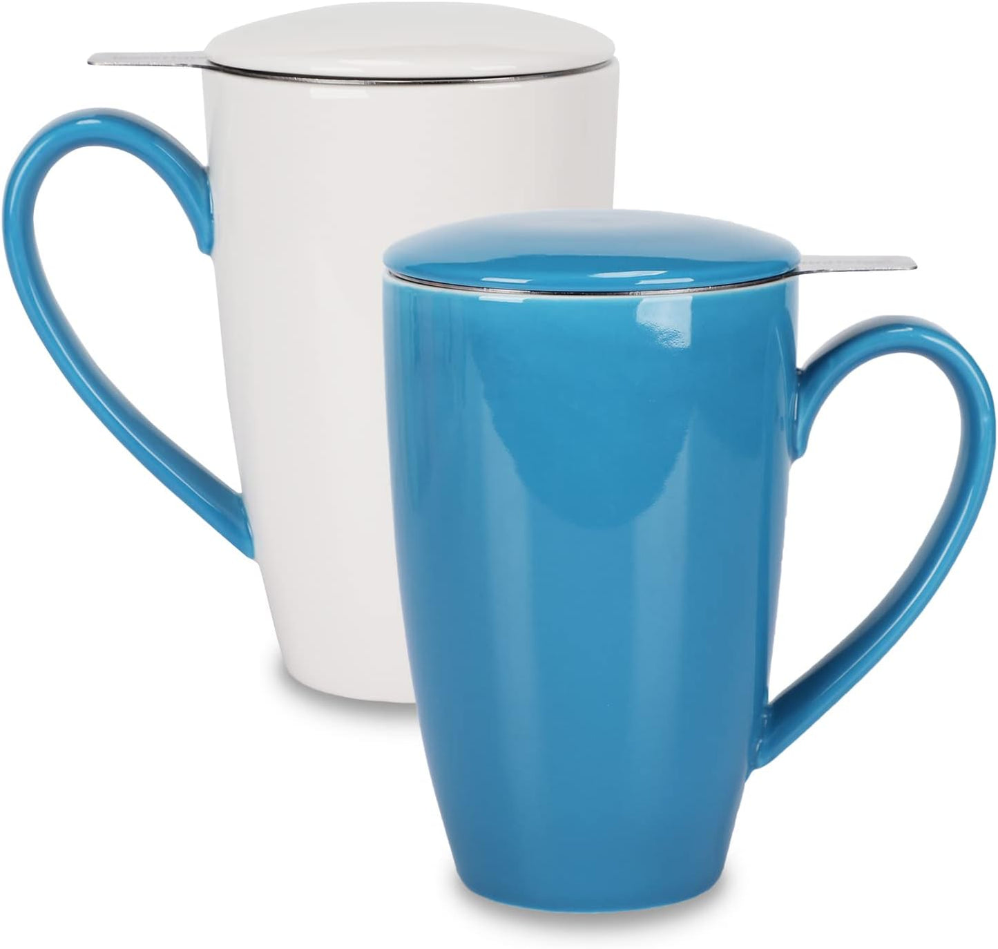 amhomel Porcelain Tea Mug with Infuser and Lid, 16 Ounce Ceramic Tea Cup for Loose Leaf, Coffee, Cocoa and Milk, Tea Gift for Tea Lovers