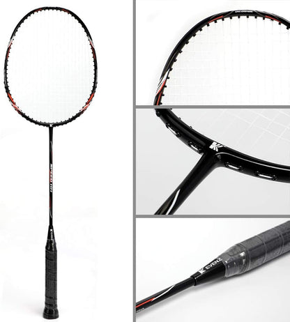 KEVENZ Badminton Racket Set, 2 Carbon Fiber Badminton Racquet, 3 Goose Feather Badminton Birdie, 2 Racket Grip and 1 Carring Bag