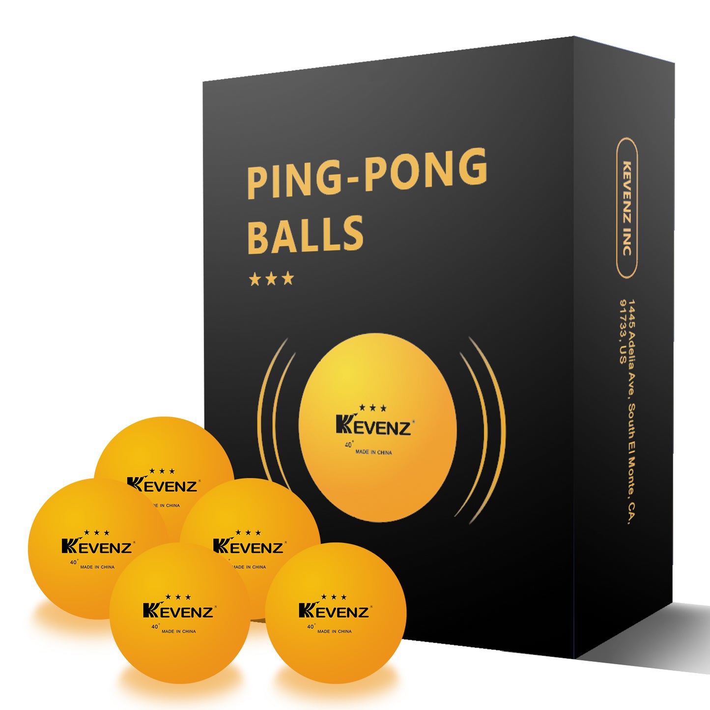 KEVENZ Ping Pong Balls - 3-Star Elite Orange Table Tennis Balls | Tournament Level 40+ ABS Professional Quality | Perfect Spin, Competition Level Accuracy