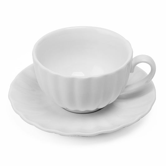 amhomel White Tea Cup , Porcelain Espresso Cup and Saucer, 4 Oz Cappuccino Cups for Specialty Coffee Drinks, Cafe Mocha, Espresso and Tea - Pumpkin Design