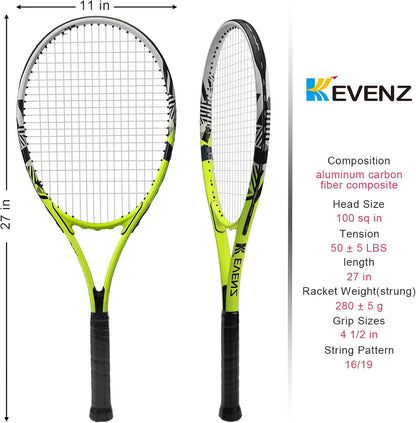 KEVENZ Tennis Racket for Adults,Carbon Fiber Tennis Racquet with Carring Bag,Light Weight and Shock Resistant