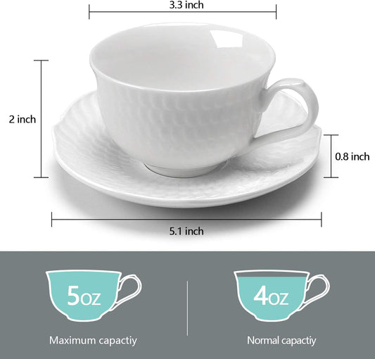 amhomel Coffee Cups and Saucers, Porcelain Espresso Cups, 4 Oz Cappuccino Cups with Saucers for Specialty Coffee and Espresso Embossed Design, Cold assorted colors (Copy) (Copy) (Copy) (Copy) (Copy)