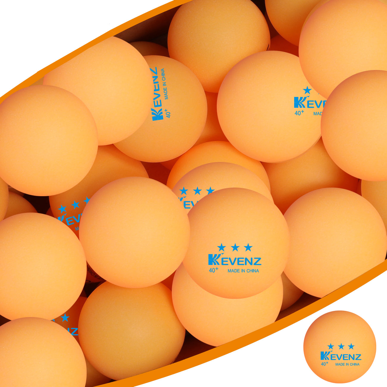 KEVENZ 1500-Pack 3 Star Ping Pong Balls, 40+mm Advanced Table Tennis Ball, Bulk Outdoor Ping Pong Balls, Orange