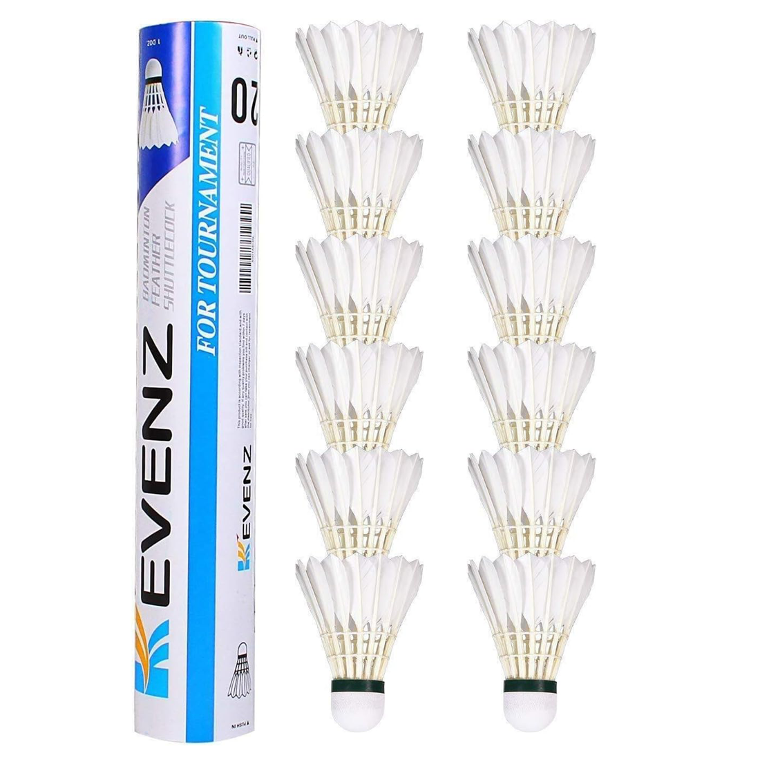 KEVENZ 24-Pack Goose Feather Badminton Shuttlecocks with Great Stability and Durability, High Speed Badminton Birdies