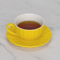 amhomel Yellow Tea Cup , Porcelain Espresso Cup and Saucer, 4 Oz Cappuccino Cups for Specialty Coffee Drinks, Cafe Mocha, Espresso and Tea - Pumpkin Design